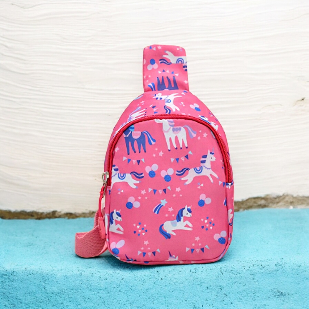 NWT PINK(hot), purple, white, blue- Unicorn Crossbody Sling Bag Purse Back.  NEW